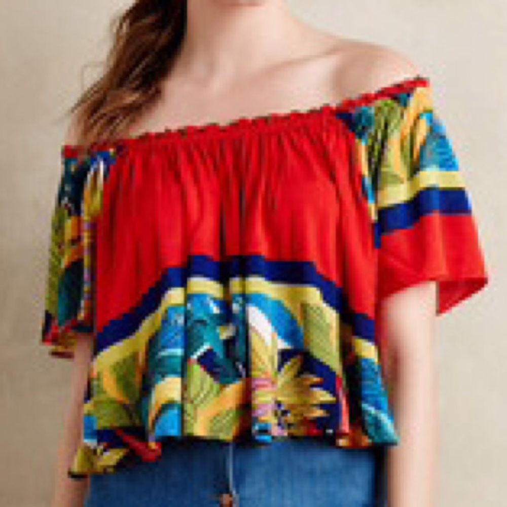Tracy Reese red off shoulder shirt